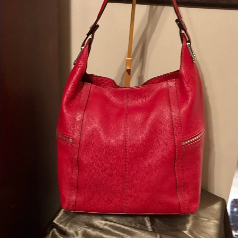 Tignanello Red Leather Hobo Bag